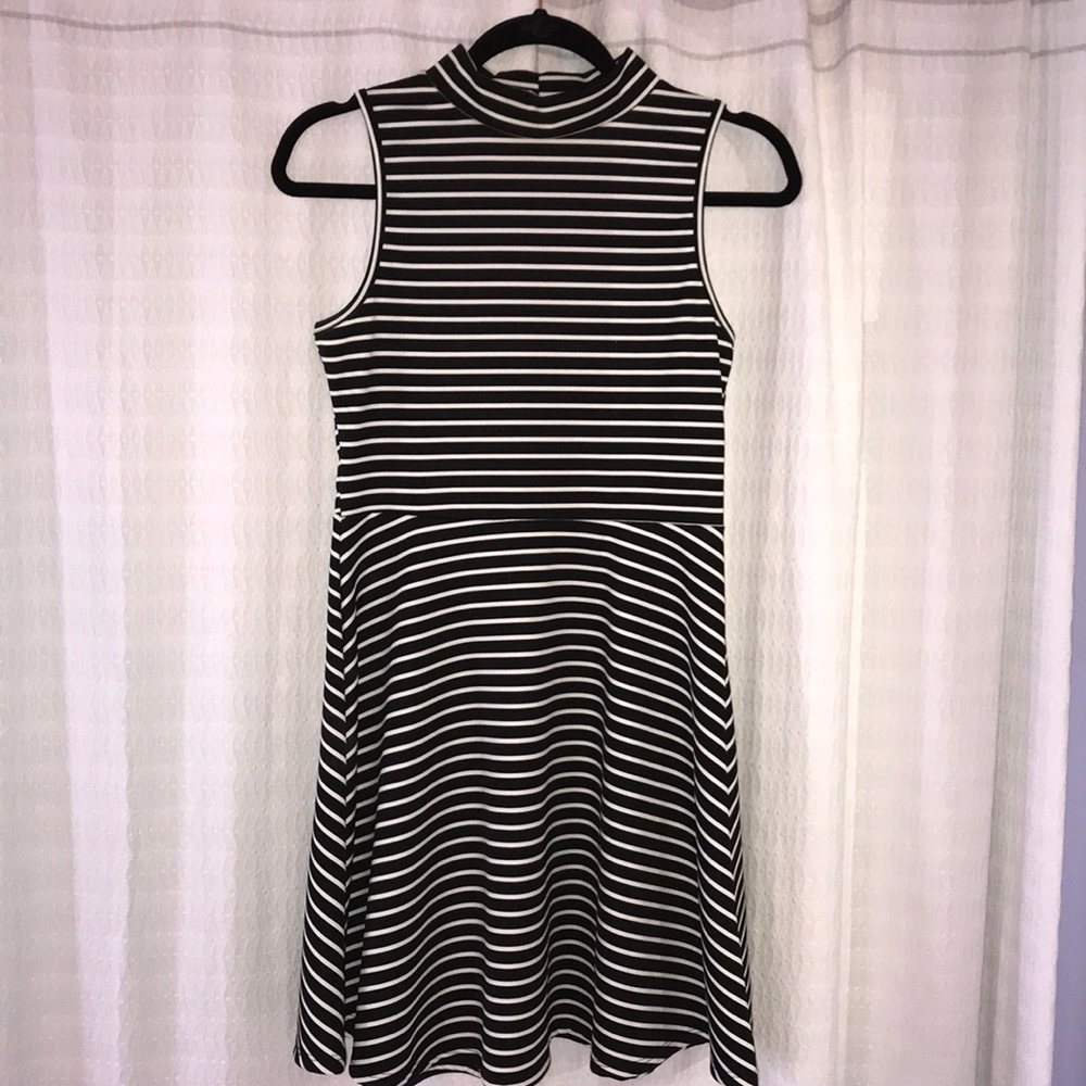 Black and white striped skater dress